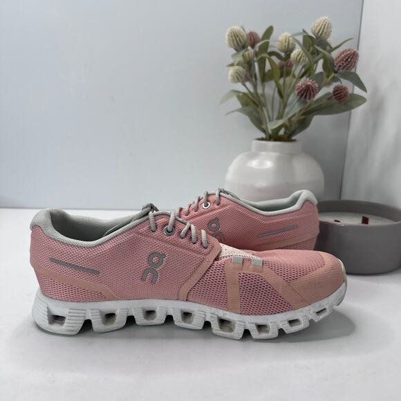 On Running Pink and White Women's Sneakers - Picture 8 of 10